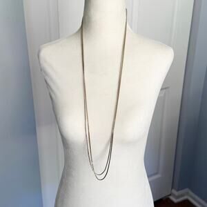 Silver and gold tone snake chain long necklace
